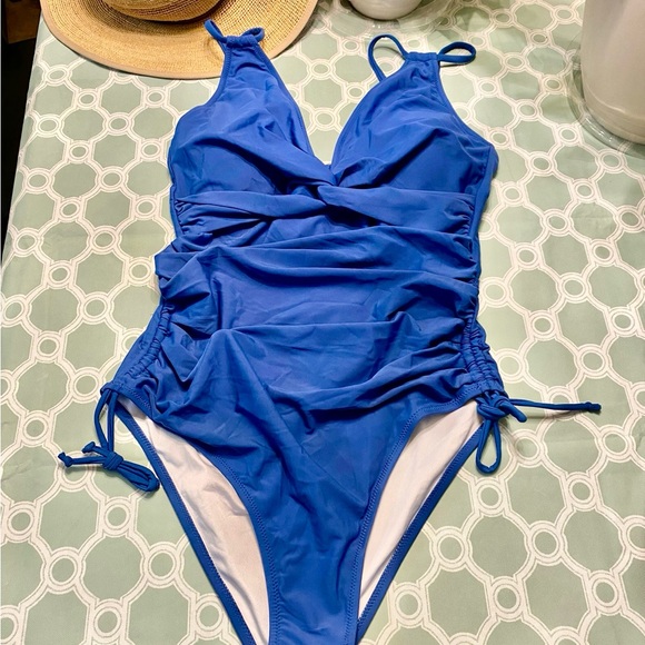 Blooming Jelly Women’s Tummy Control Swimsuit Drawstring One Piece Ruched V Neck - Picture 4 of 5